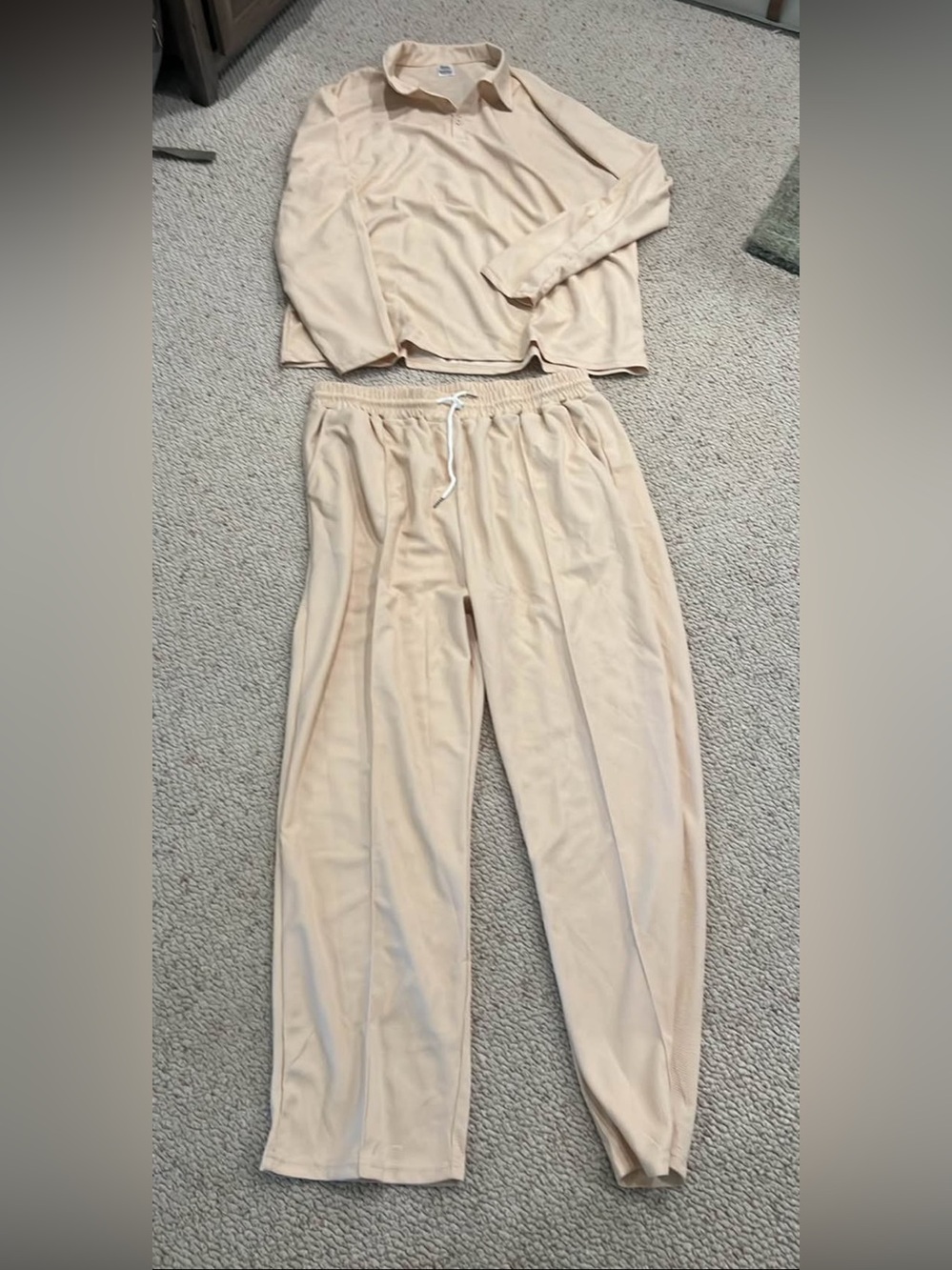 Women's Neutral Cream Drawstring Lounge Pants